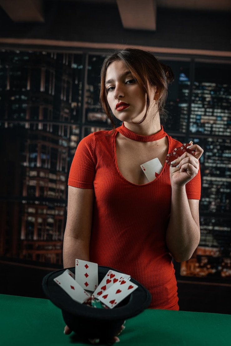 Dasbor studio live dealer dengan meja kasino dan dealer profesional